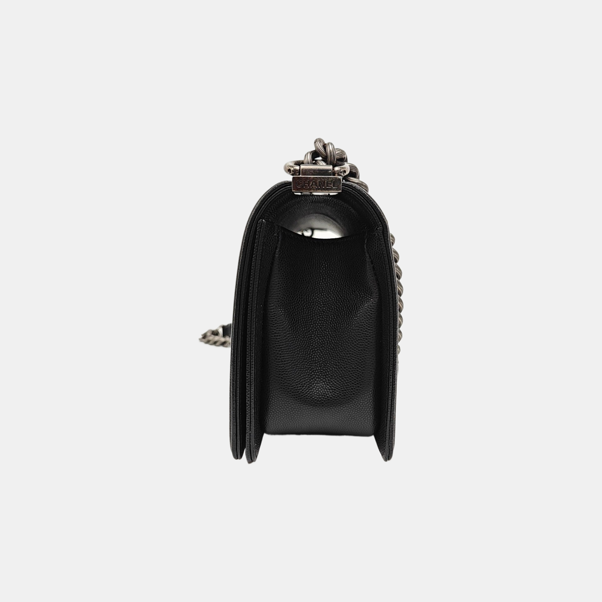 BOY CHANEL Medium Quilted Grained Calfskin Black
