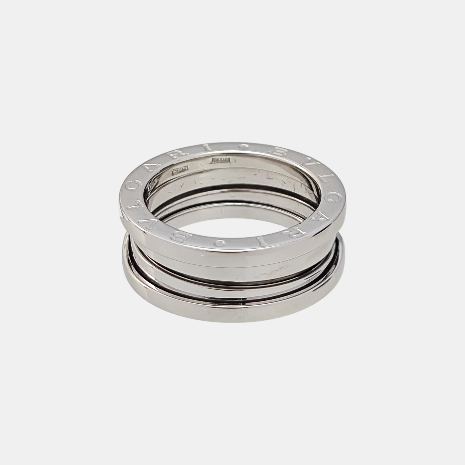B.ZERO1 18k White Gold Silver Ring EU 52