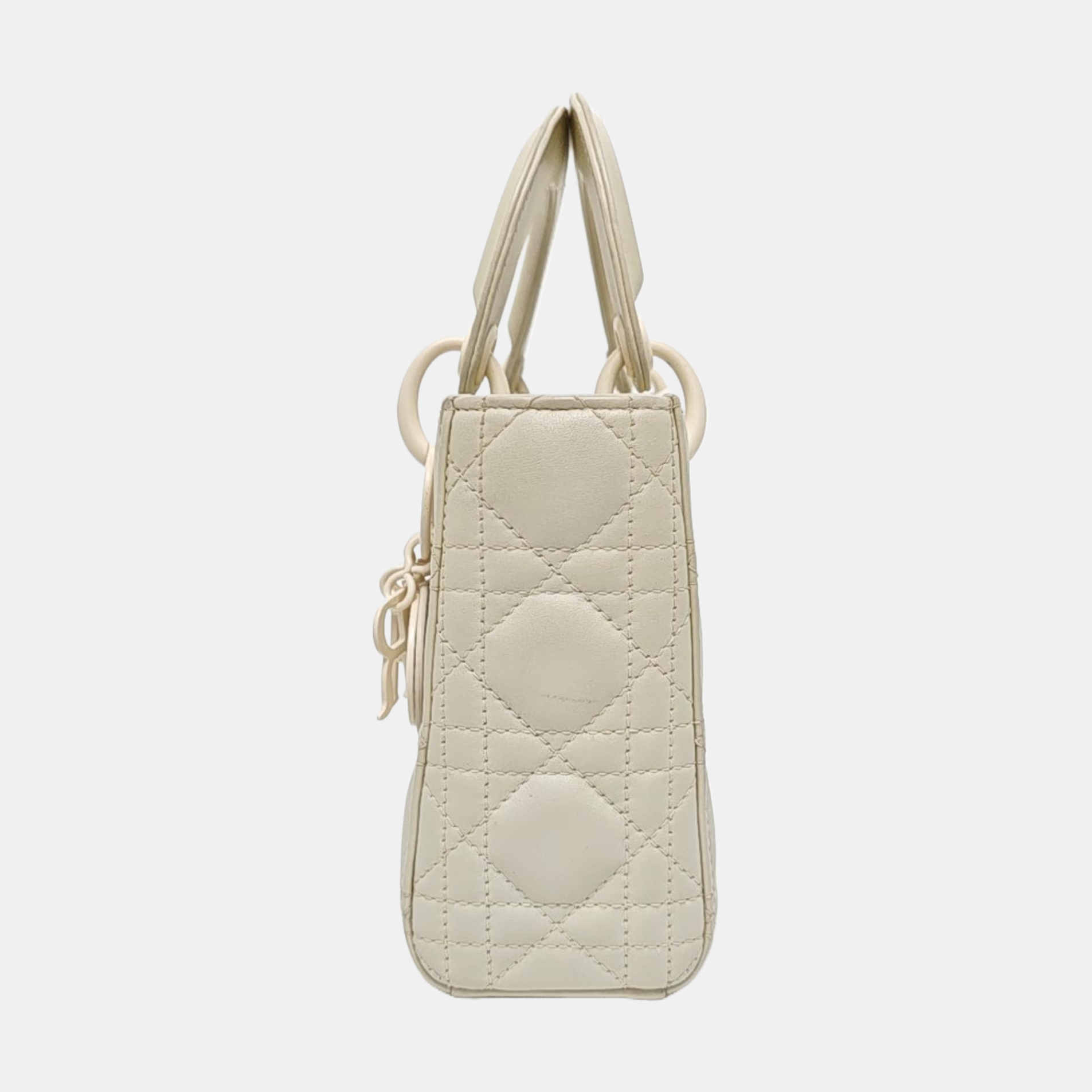 Authenticated pre-owned  Lady Dior Mini Cannage Calfskin White - Tote Bag at Looply