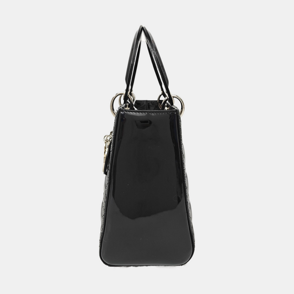Lady Dior Medium Cannage Patent Leather Black