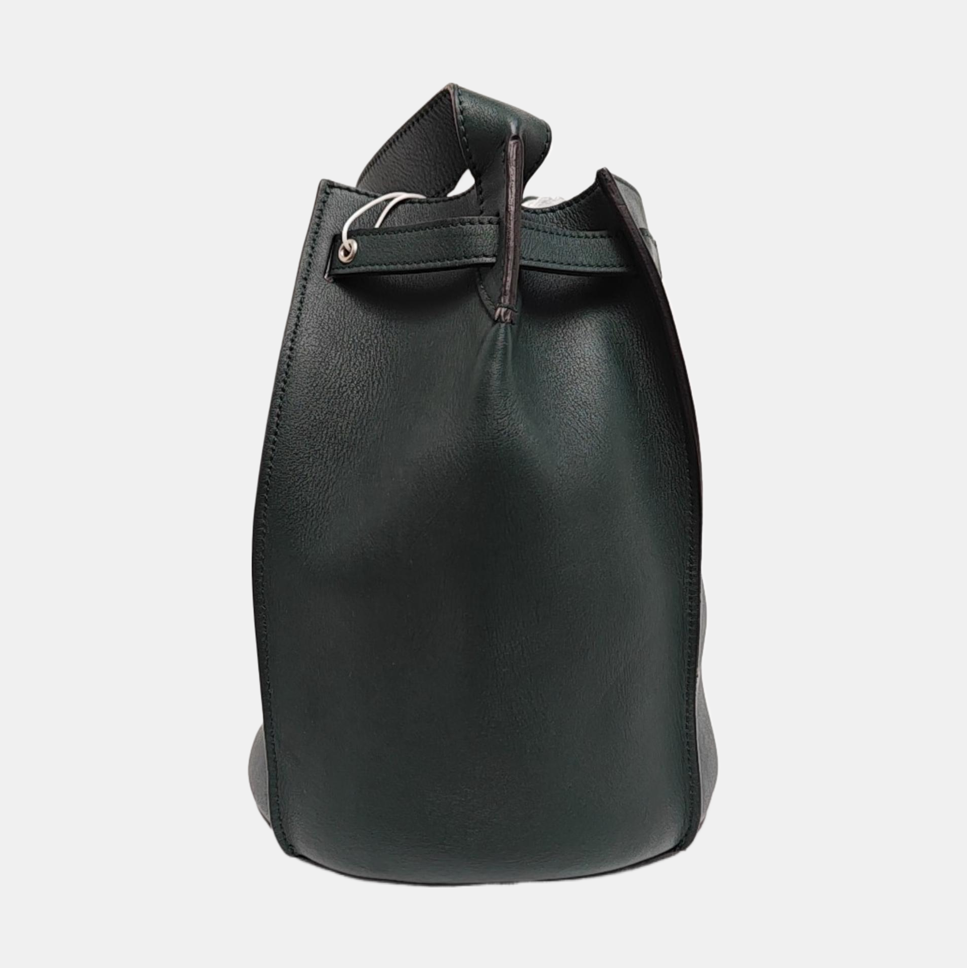 Authenticated pre-owned  BIG BAG Calfskin Green - Bucket Bag at Looply