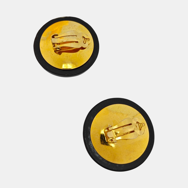 Resin Black Clip On Earrings