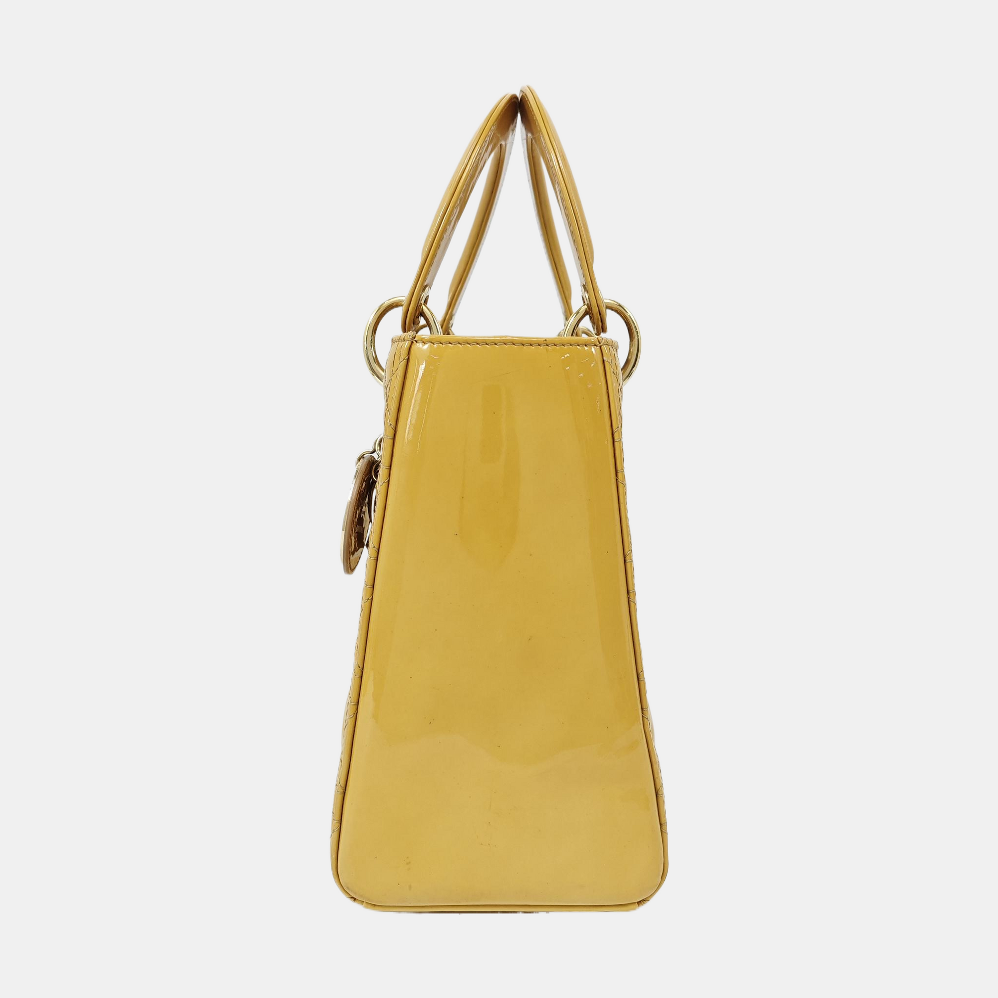 Lady Dior Medium Cannage Patent Leather Yellow