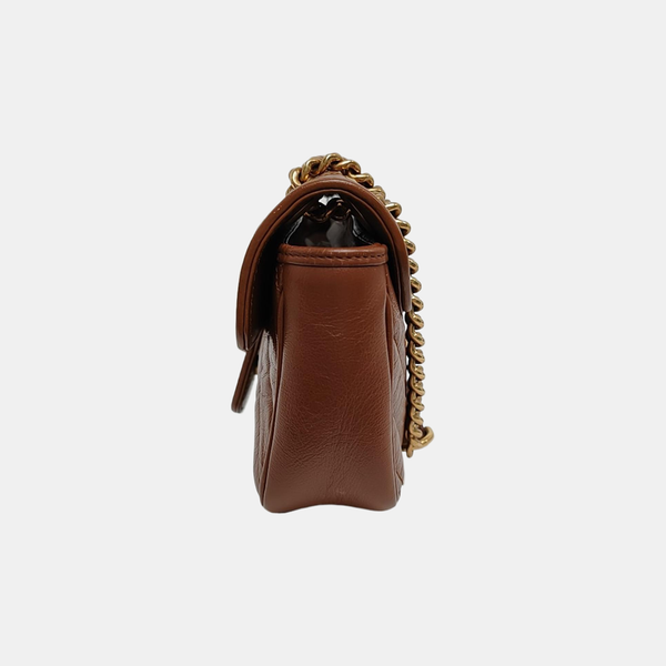 GG Marmont Small Quilted Calfskin Brown