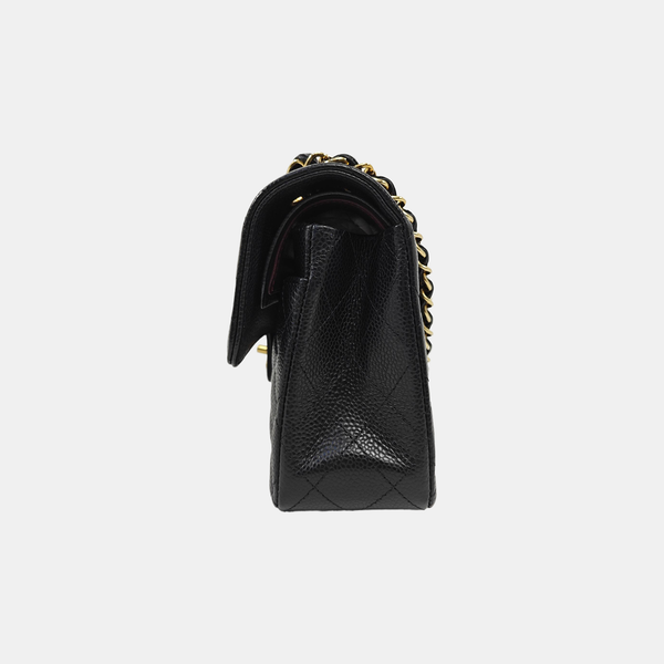 CLASSIC FLAP Small Quilted Grained Calfskin Black