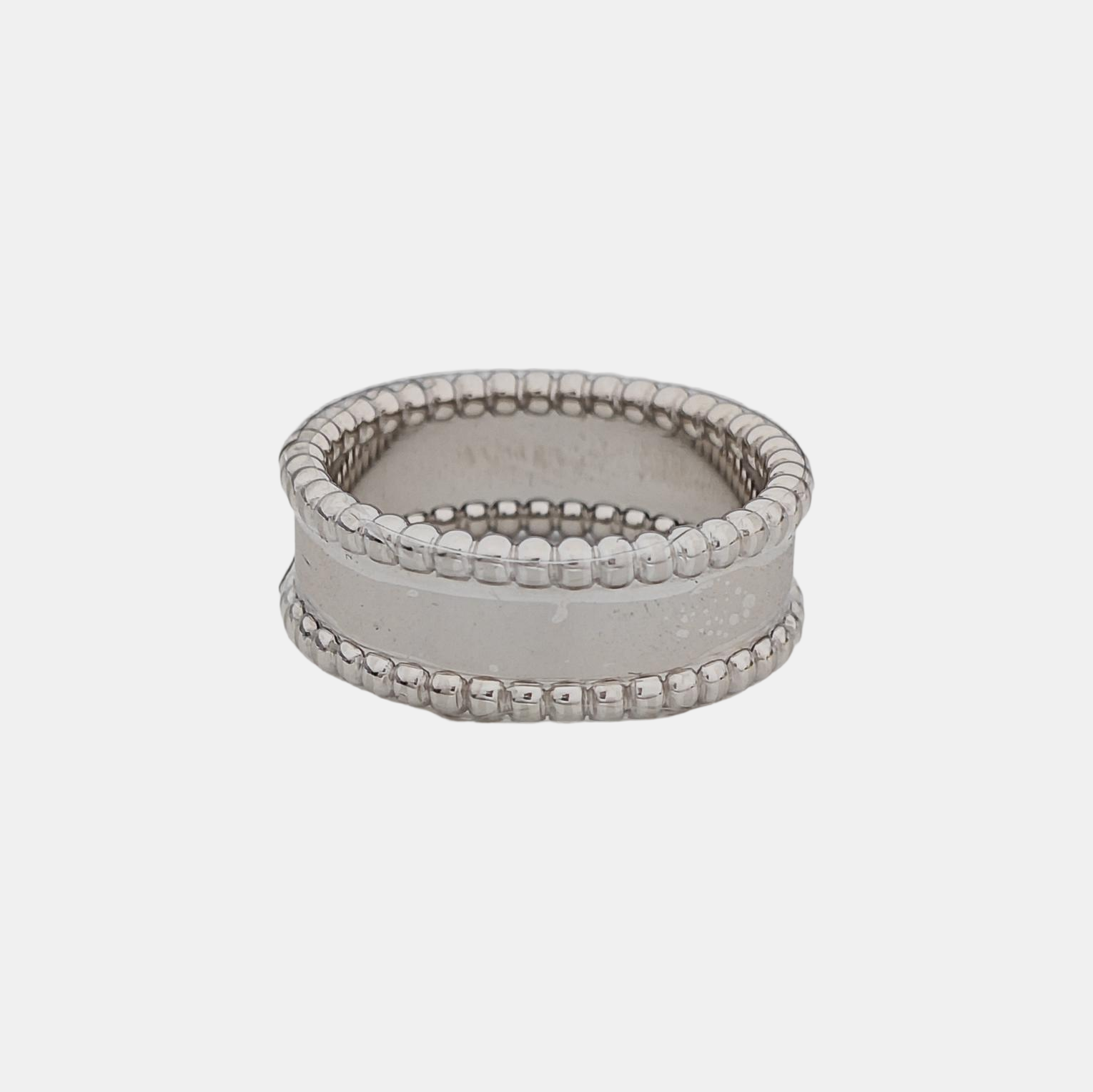 Perlée Signature 18k White Gold Silver Ring EU 58