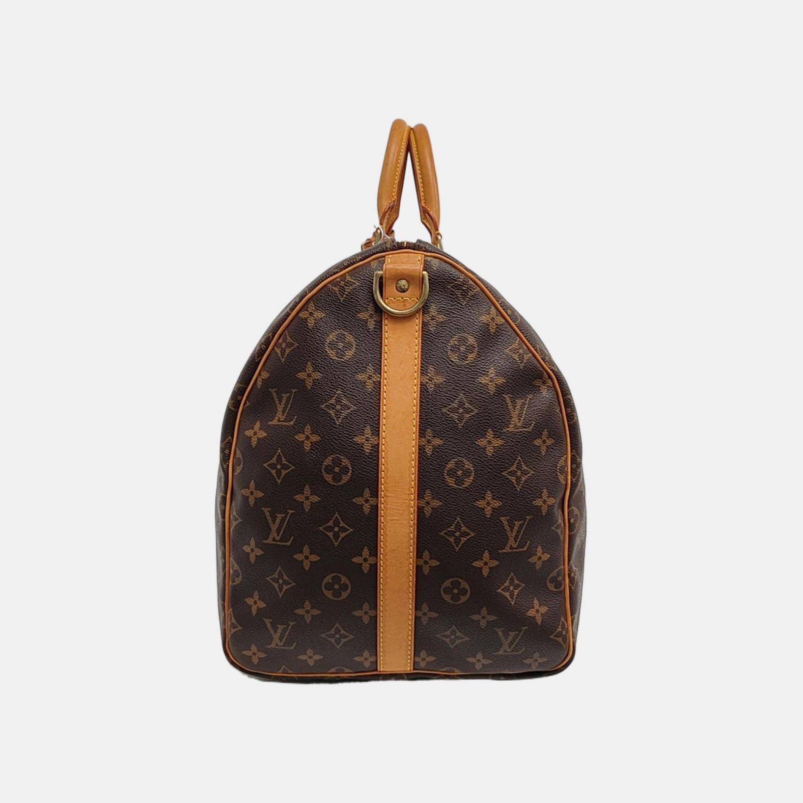 KEEPALL 55 Monogram Coated Canvas Brown