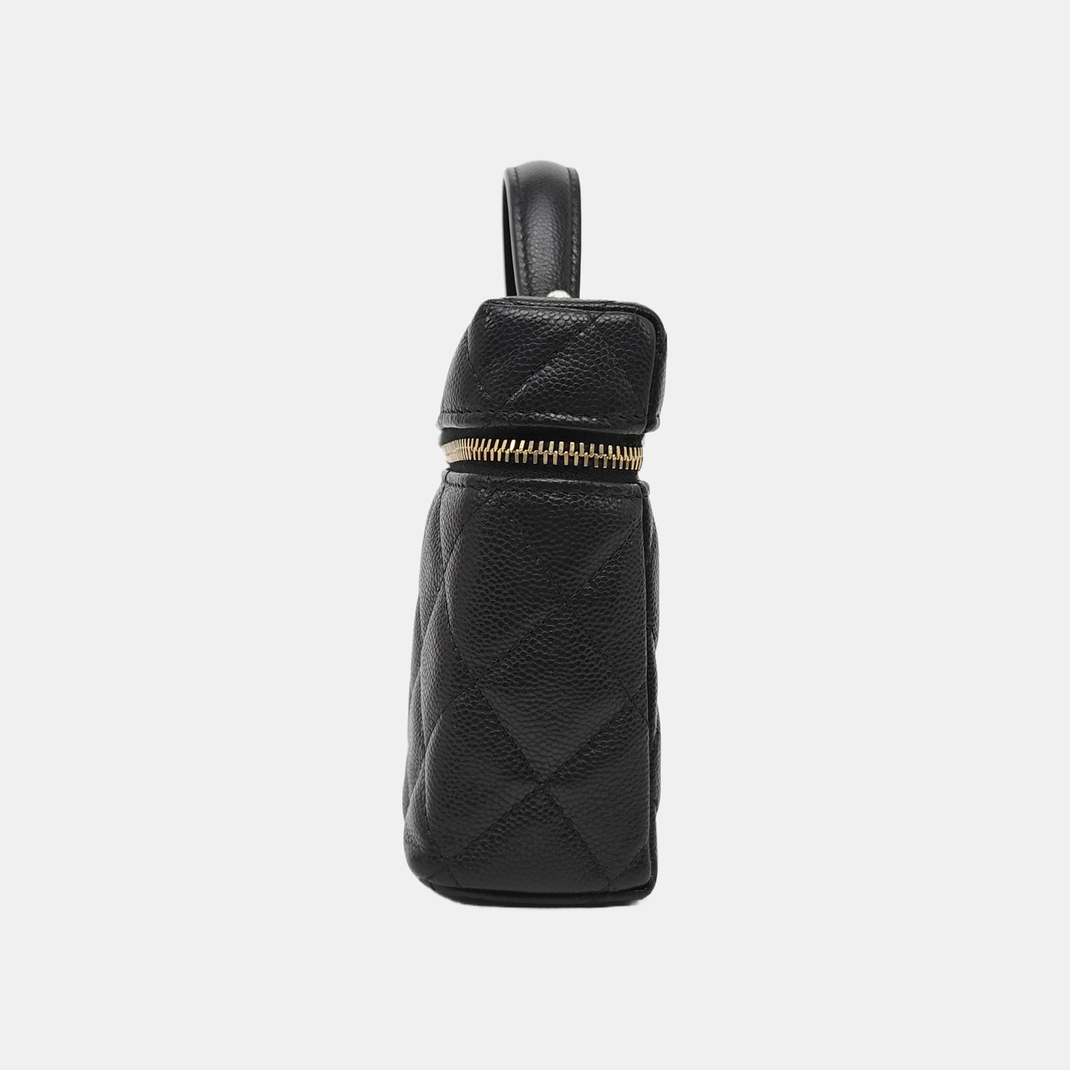 Quilted Grained Calfskin Shoulder Bag Black