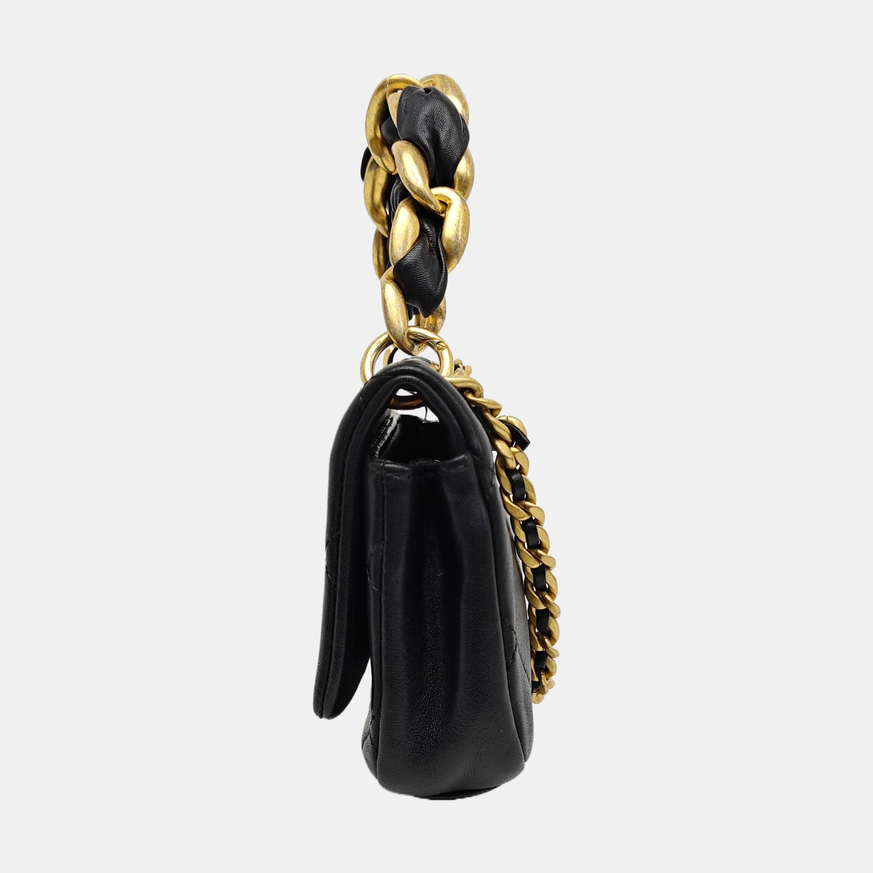 TWO TONE CHAIN HANDLE Quilted Calfskin Black