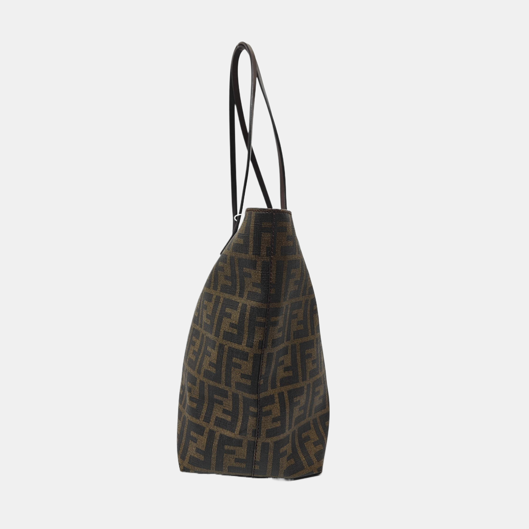 Coated Canvas Tote Bag Brown
