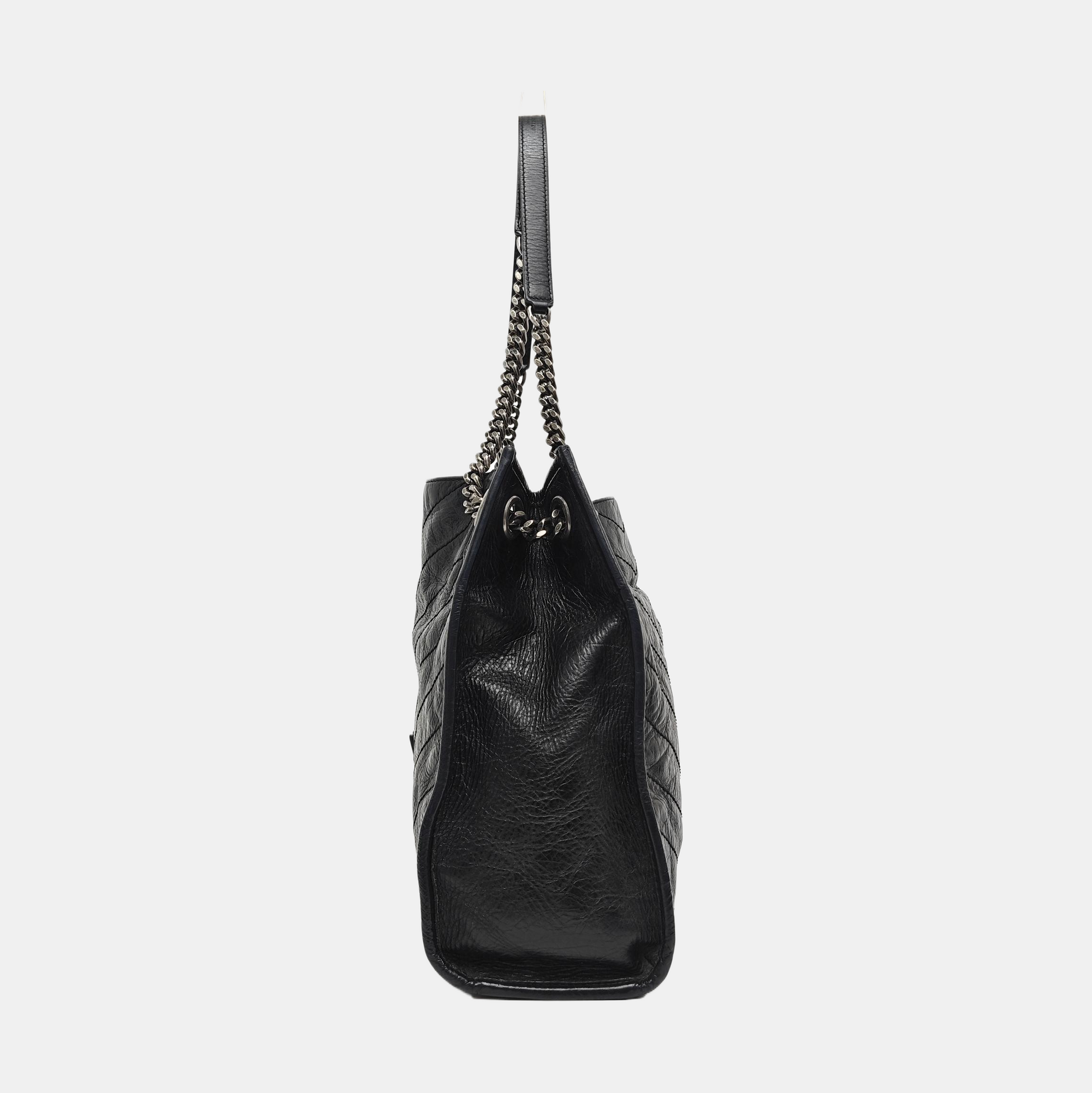 NIKI Medium Chevron Calfskin Black