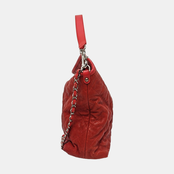 Quilted Grained Calfskin Red
