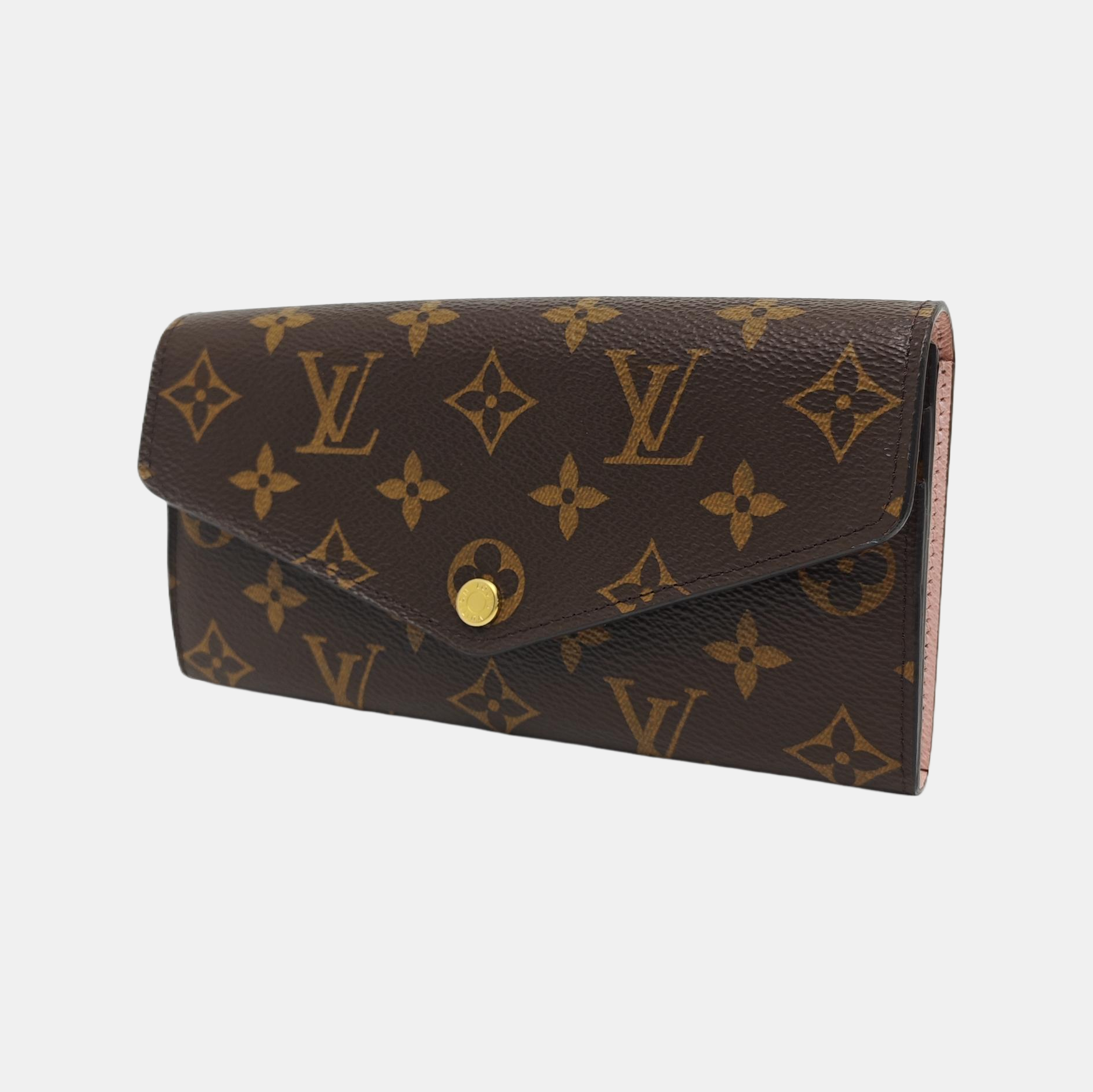 SARAH Monogram Coated Canvas Brown Wallet