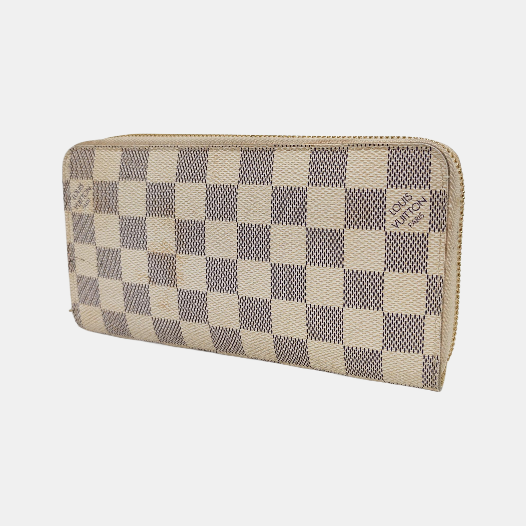 ZIPPY Damier Azur Coated Canvas White Wallet
