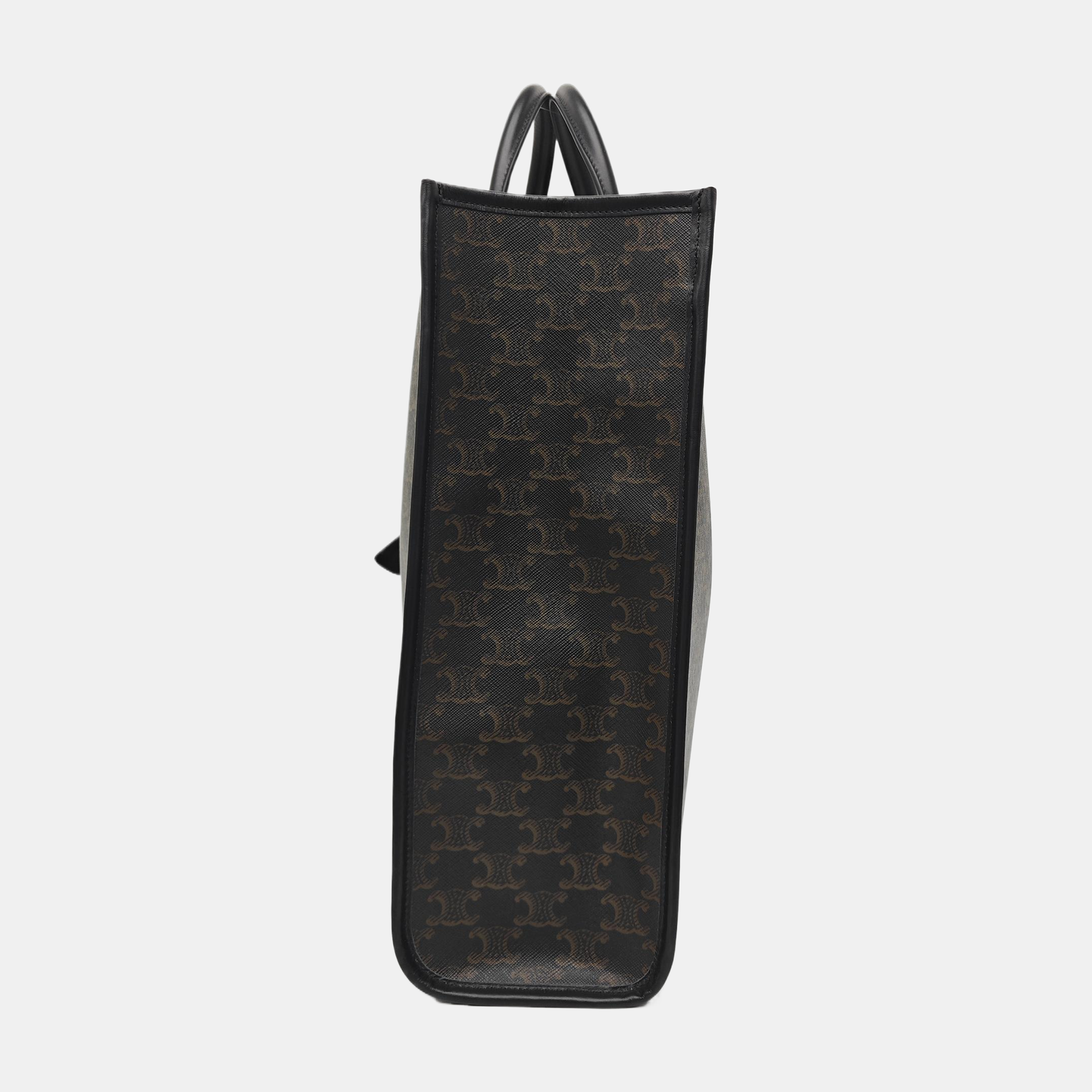 Coated Canvas Shoulder Bag Brown
