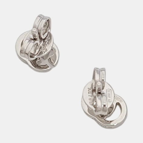 GG Running 18k White Gold Silver Stud Earrings