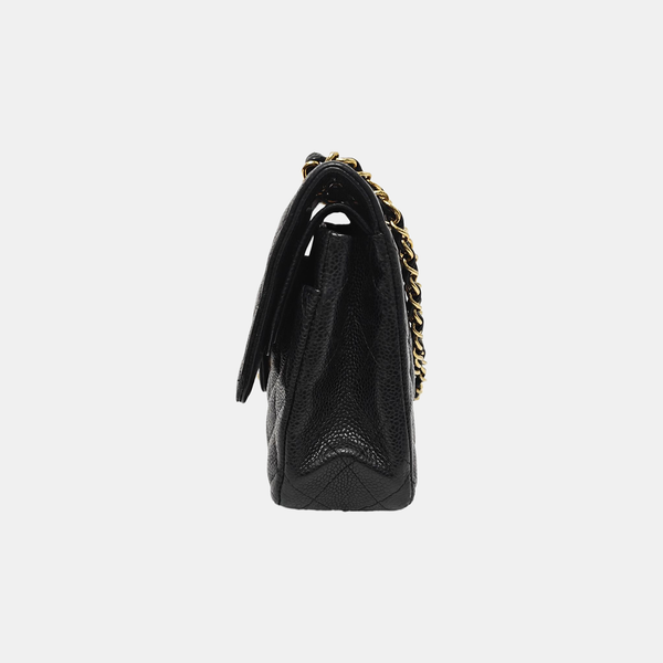 CLASSIC FLAP Medium Quilted Grained Calfskin Black
