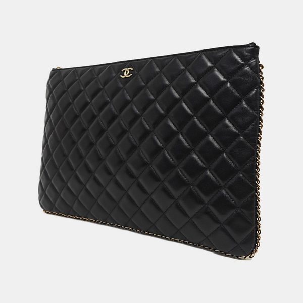 Quilted Lambskin Clutch Black