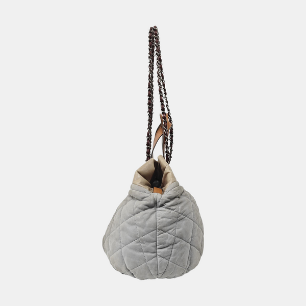 THE MIX Large Quilted Calfskin Gray