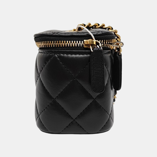 VANITY CASE Mini Quilted Lambskin Black