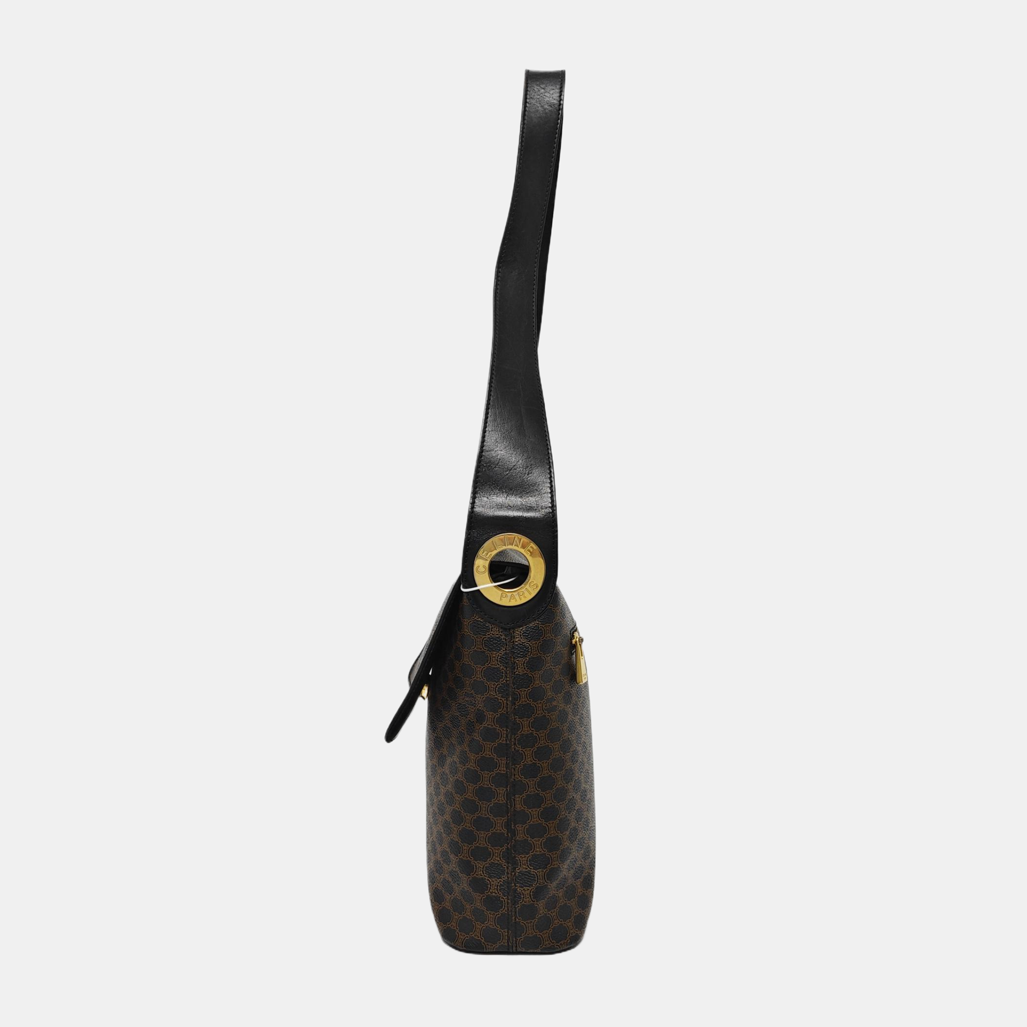 Coated Canvas Shoulder Bag Brown