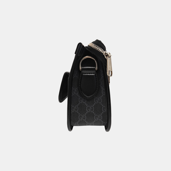 Monogram Calfskin Shoulder Bag Small Black