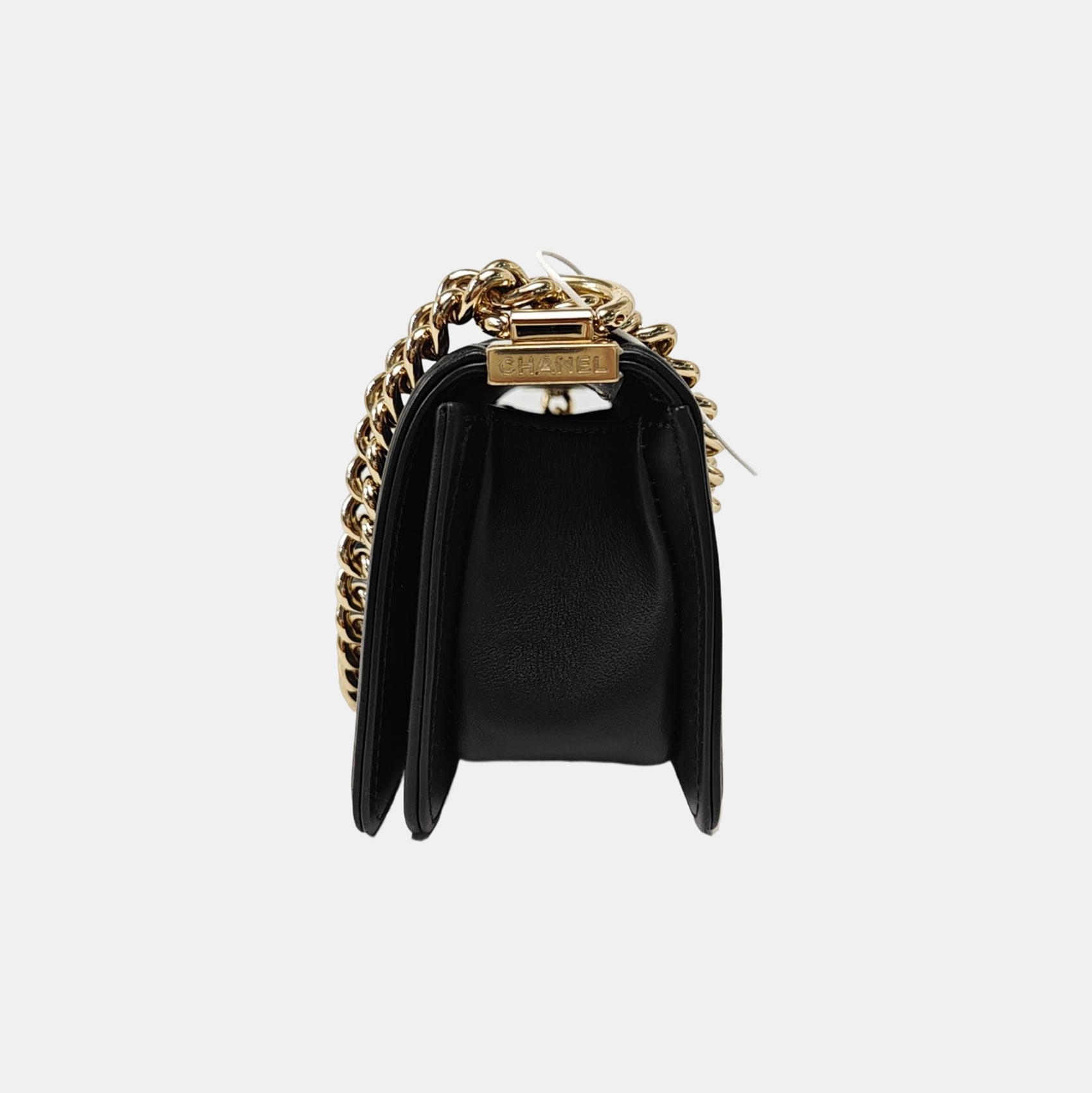 Authenticated pre-owned  BOY CHANEL Small Chevron, Quilted Calfskin Black - Shoulder Bag at Looply
