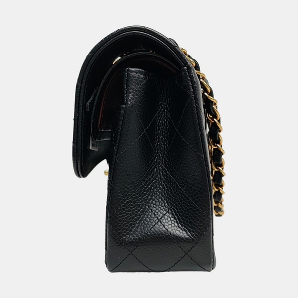 CLASSIC FLAP Small Quilted Grained Calfskin Black