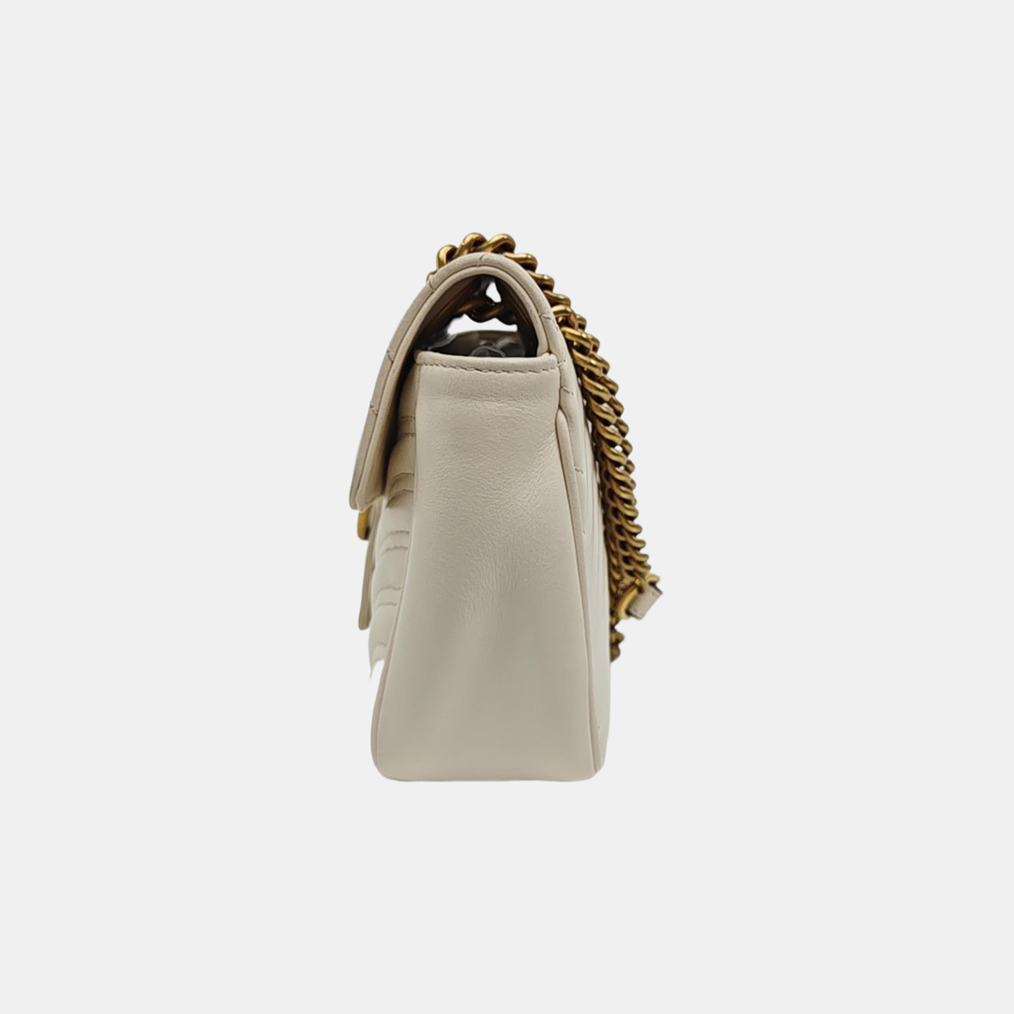 GG Marmont Medium Quilted Calfskin White