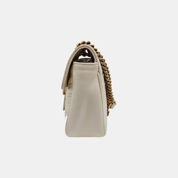 GG Marmont Medium Quilted Calfskin White
