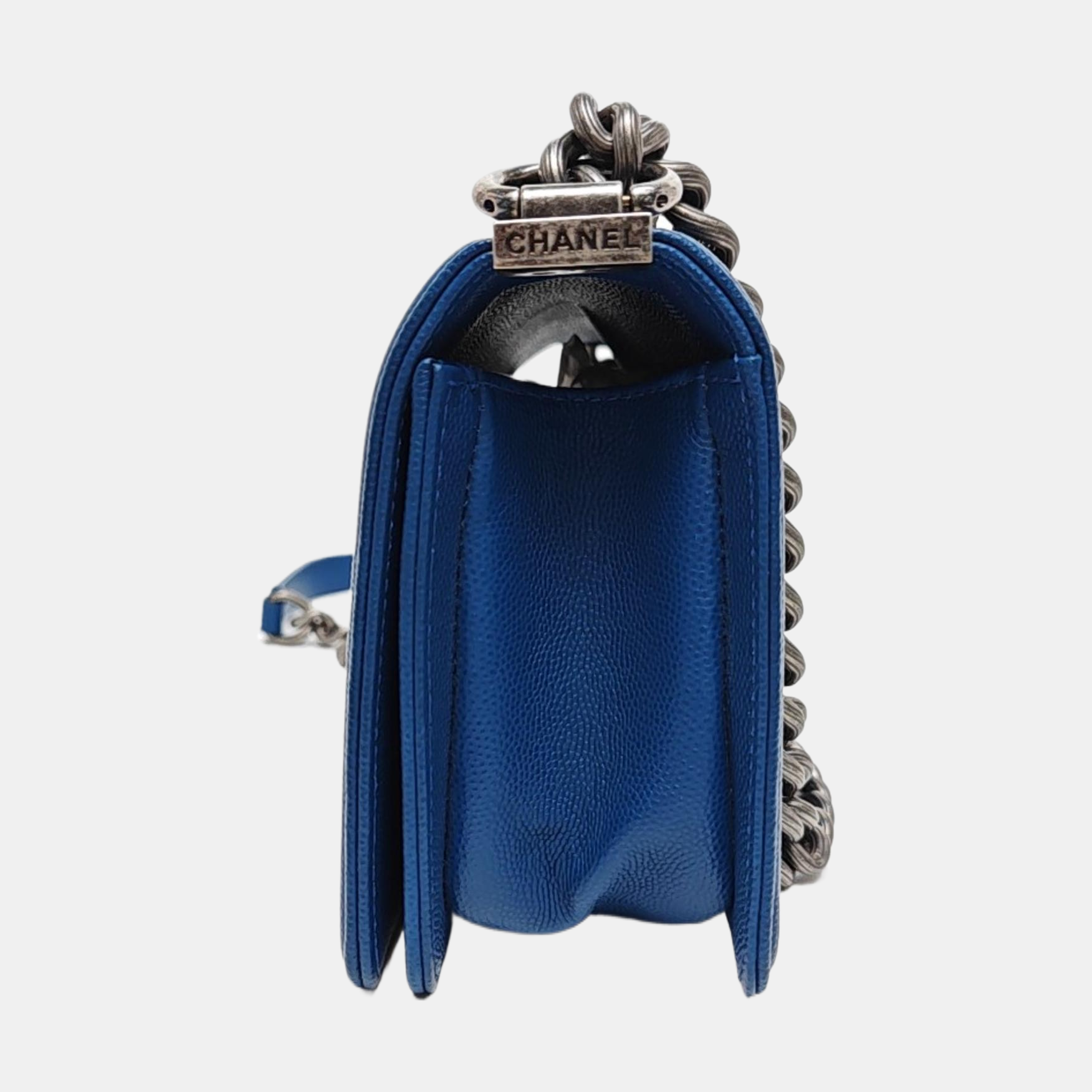 BOY CHANEL Small Quilted Grained Calfskin Blue