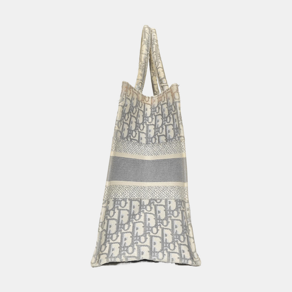 Book Tote Medium Oblique Canvas White