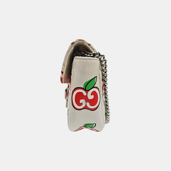 Authenticated pre-owned  GG Marmont Mini Quilted Calfskin White - Crossbody Bag at Looply