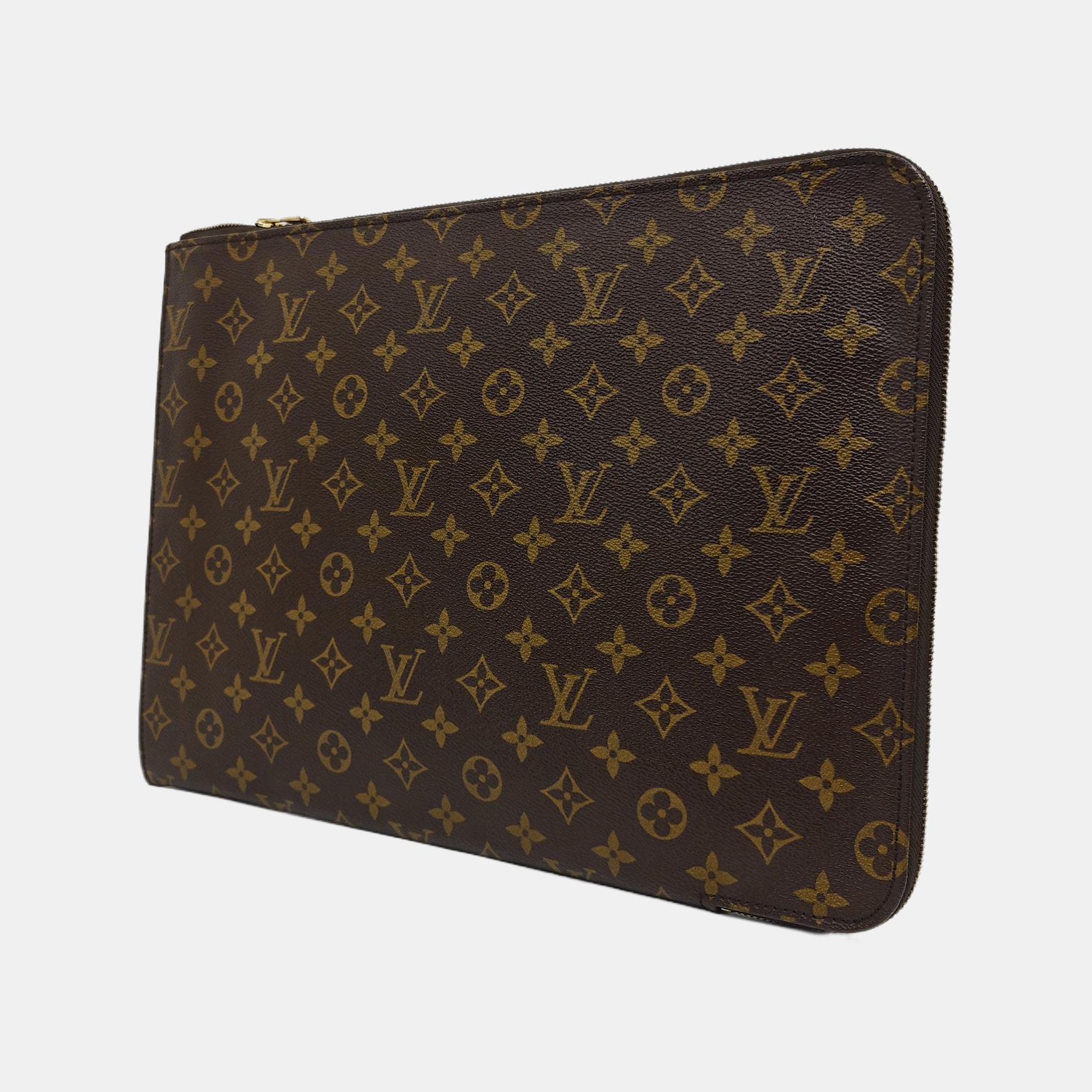 Monogram Coated Canvas Clutch Brown