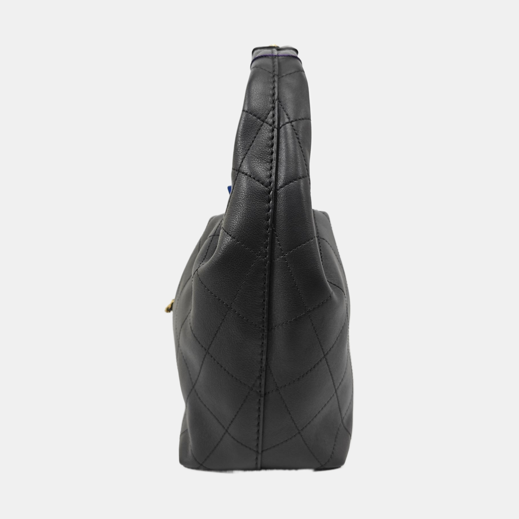Quilted Calfskin Top Handle Bag Black