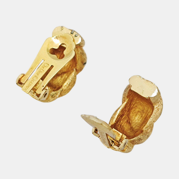 Twist Round Metal Gold Clip On Earrings