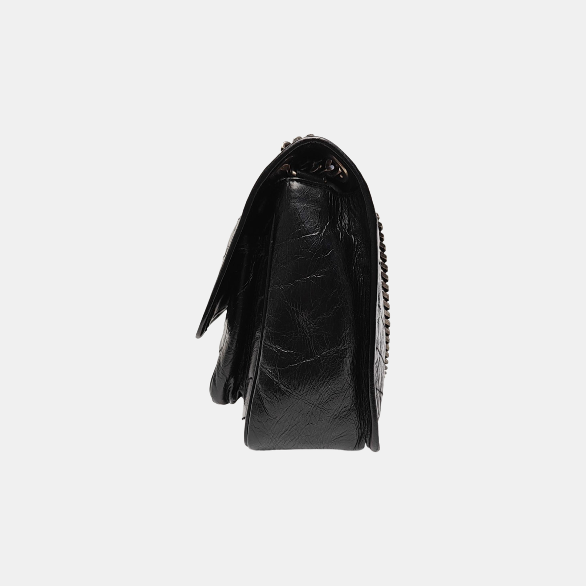 NIKI Medium Chevron Calfskin Black