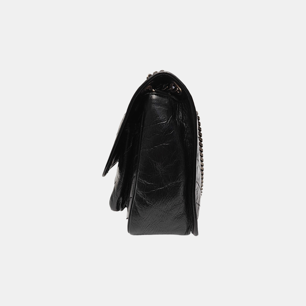 NIKI Medium Chevron Calfskin Black