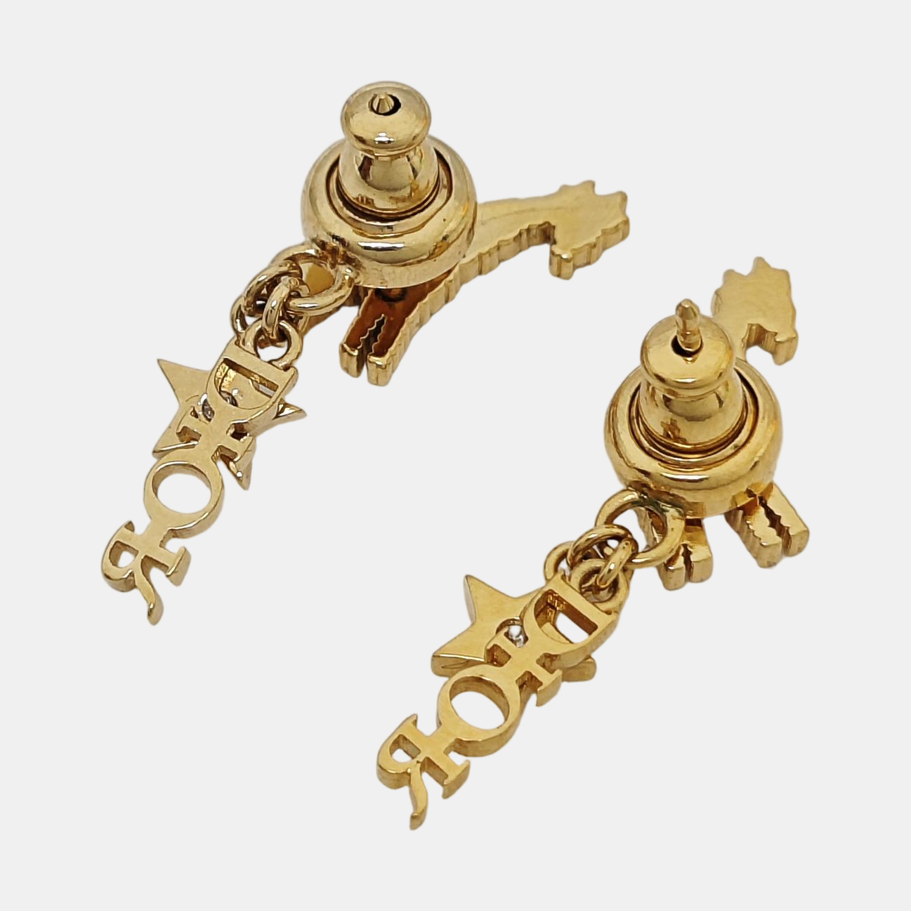 Diorable Metal Gold Stud Earrings