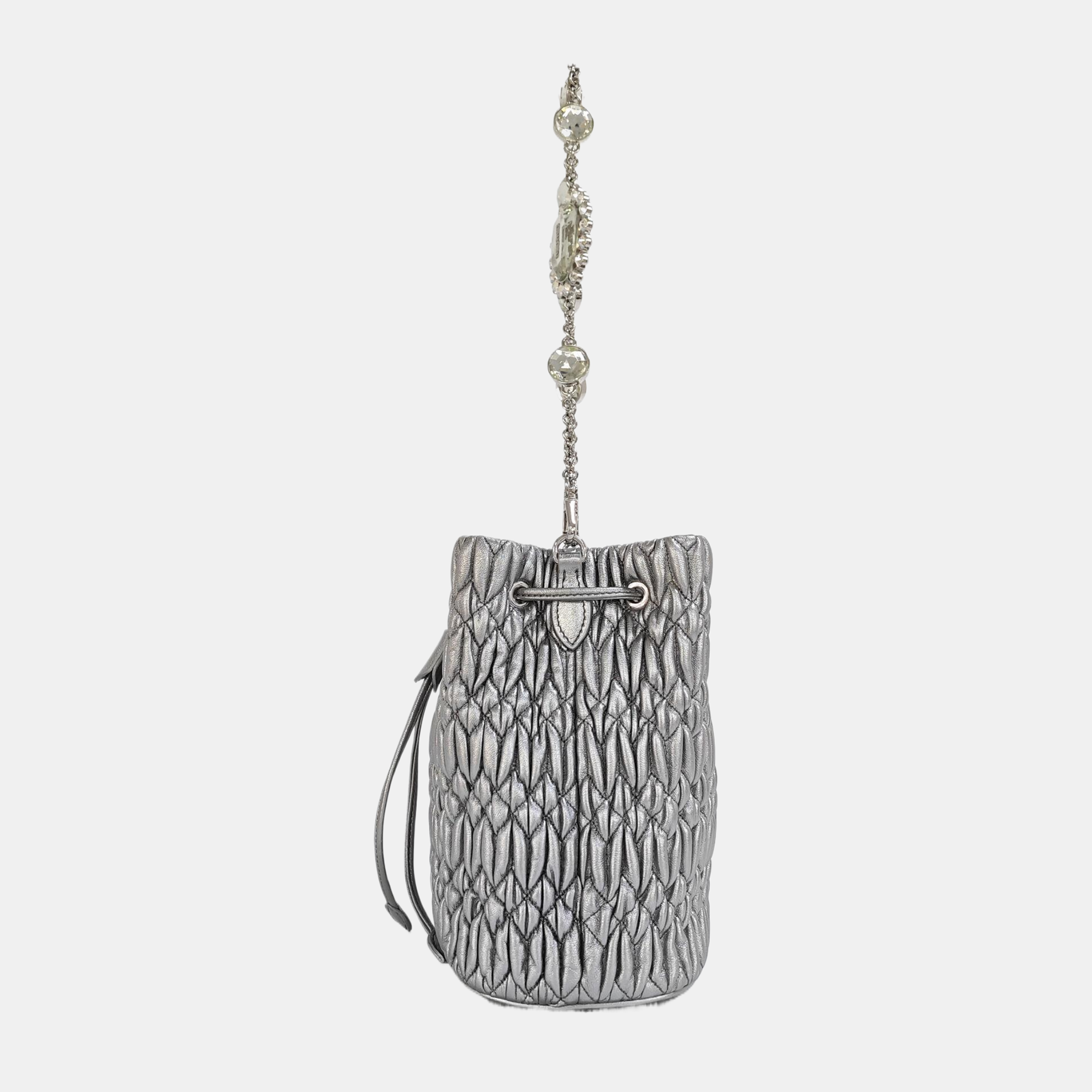 Lambskin Bucket Bag Silver