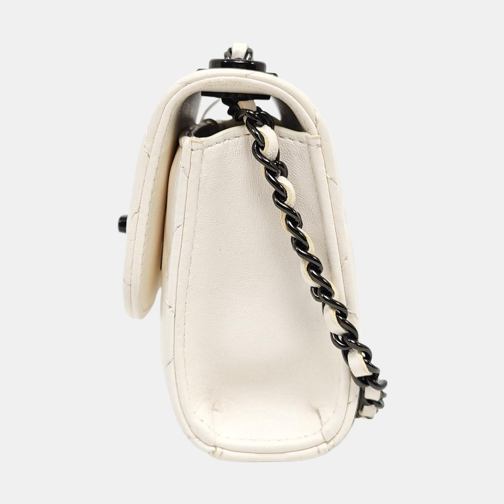 TRENDY CC Mini Quilted Lambskin White