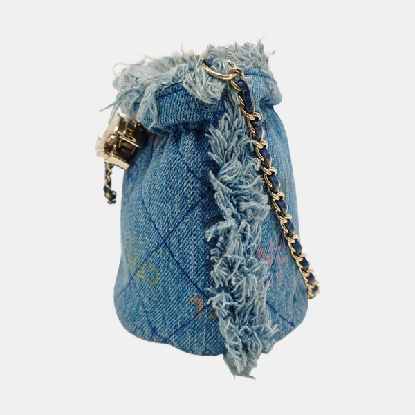 DRAWSTRING Mini Quilted Denim Blue