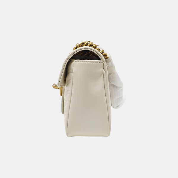 GG Marmont Medium Quilted Calfskin White