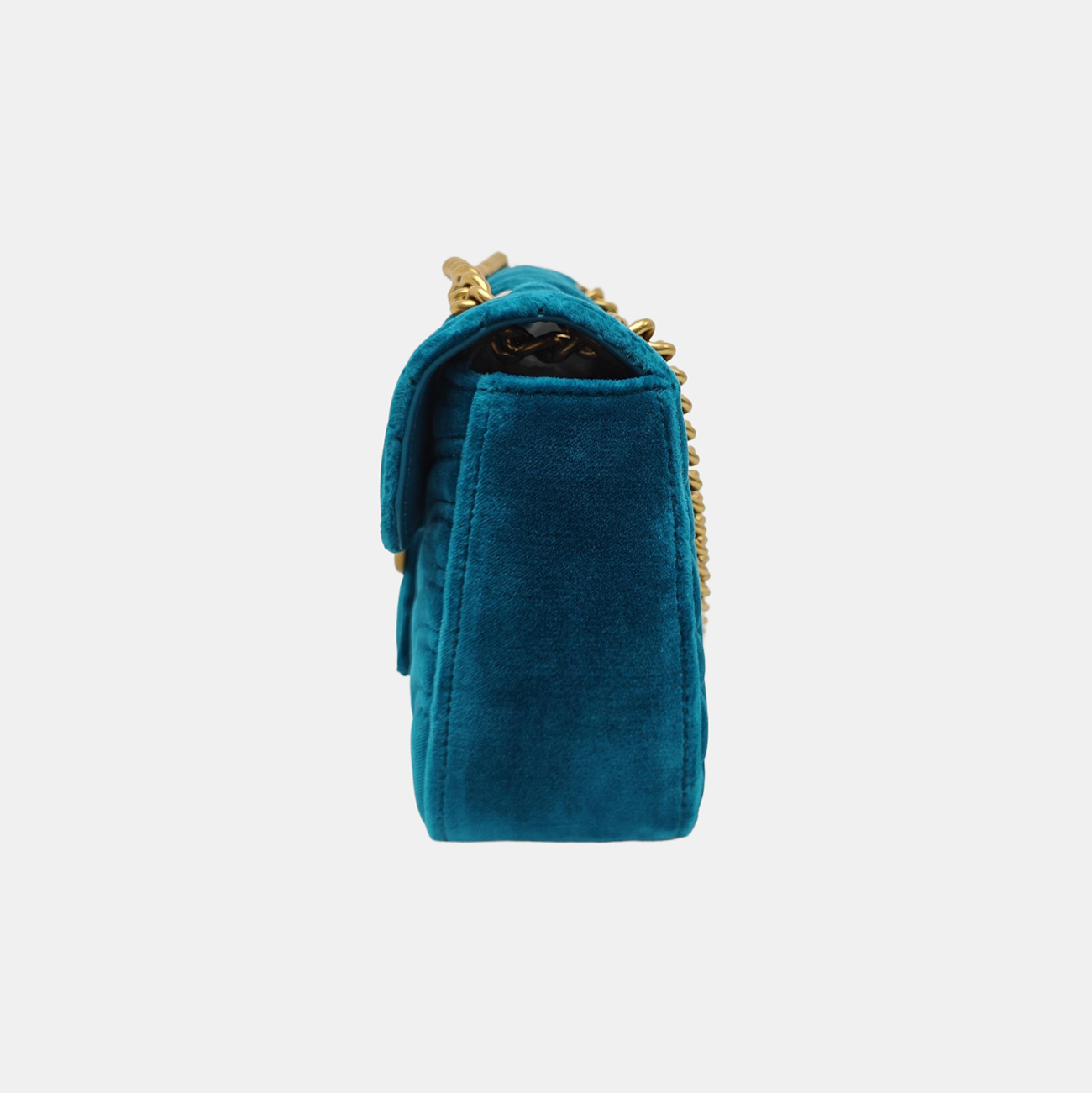 GG Marmont Medium Quilted Velvet Blue