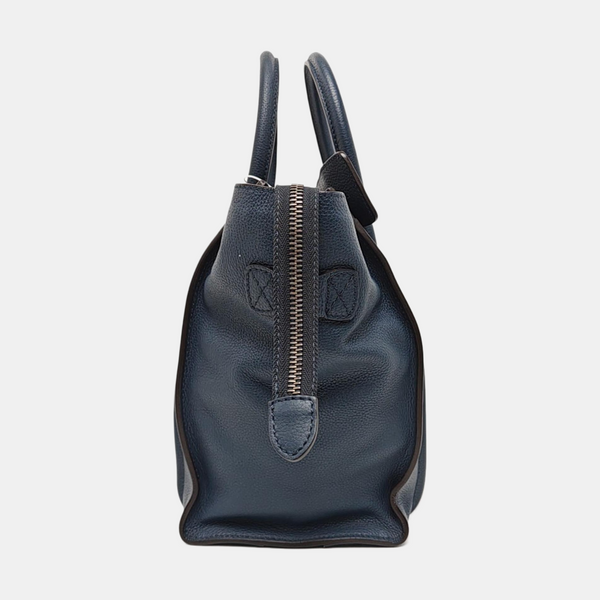 Authenticated pre-owned  LUGGAGE Mini Calfskin Blue - Tote Bag at Looply