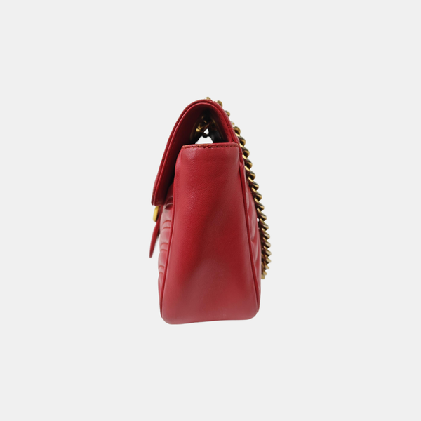 GG Marmont Medium Quilted Calfskin Red