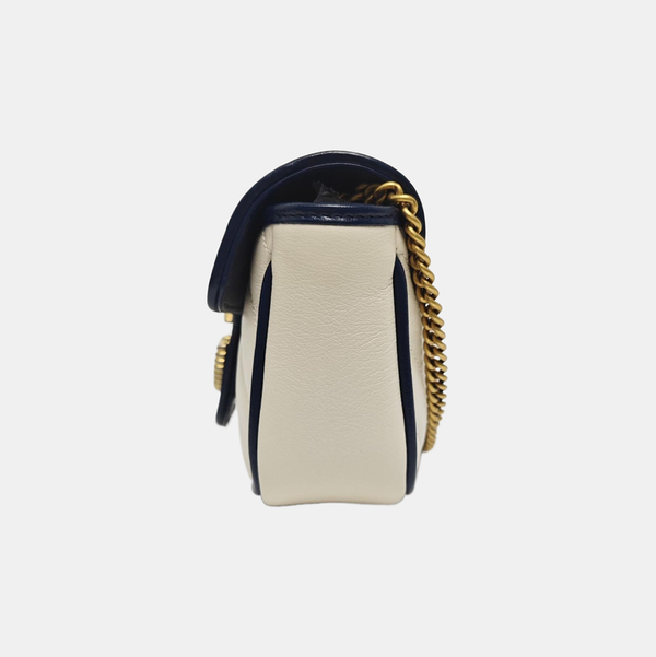 GG Marmont Super Mini Quilted Calfskin White