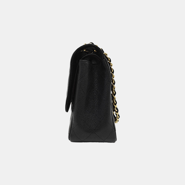Large Quilted Grained Calfskin Black