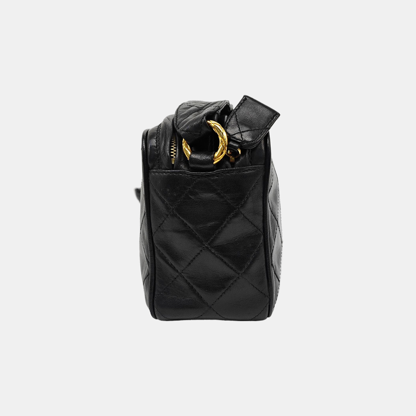 Quilted Lambskin Shoulder Bag Black