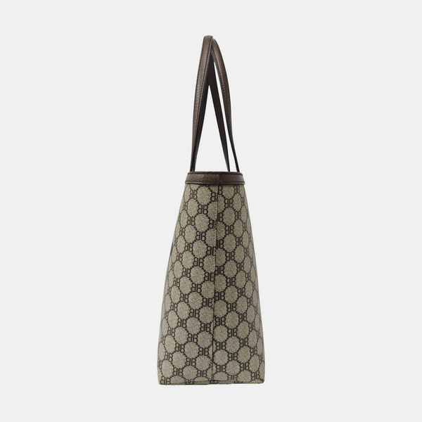 Coated Canvas Tote Bag Brown